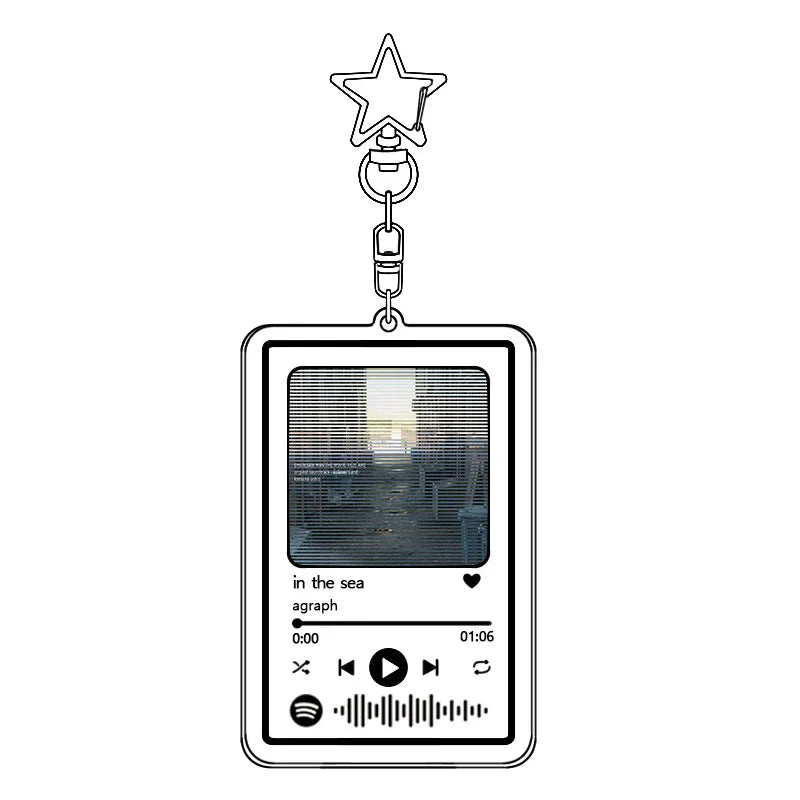 Clear acrylic music acrylic keychain shaped like a spotify player with star charm from reze japan popular pendant decor bag accessory