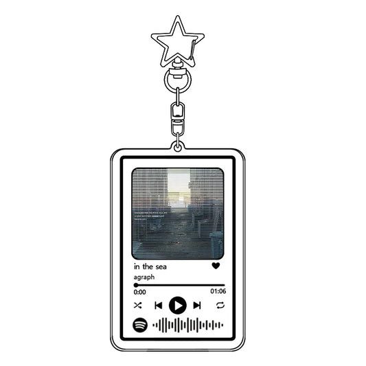 Clear acrylic music acrylic keychain shaped like a spotify player with star charm from reze japan popular pendant decor bag accessory