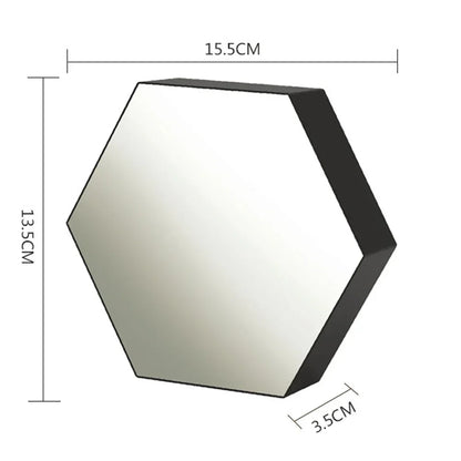 Hexagonal wall mirror with sleek black frame and reflective surface for rgb 3d hexagonal desktop ambient lamp use