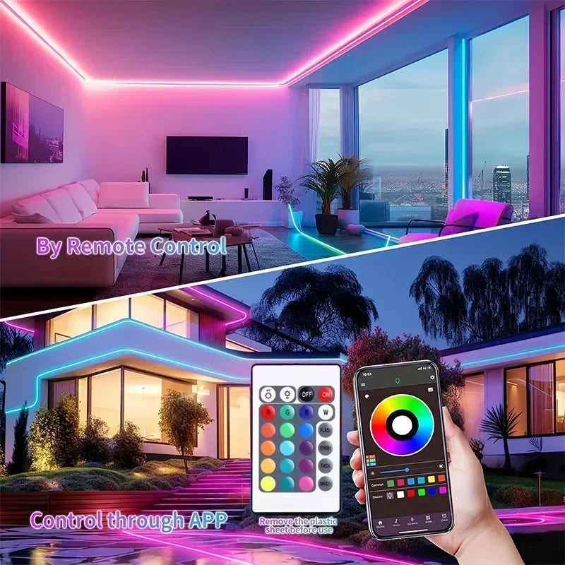 Rgb flexible led strip lights with usb neon rope design and rope lights remote for modern interior and exterior lighting