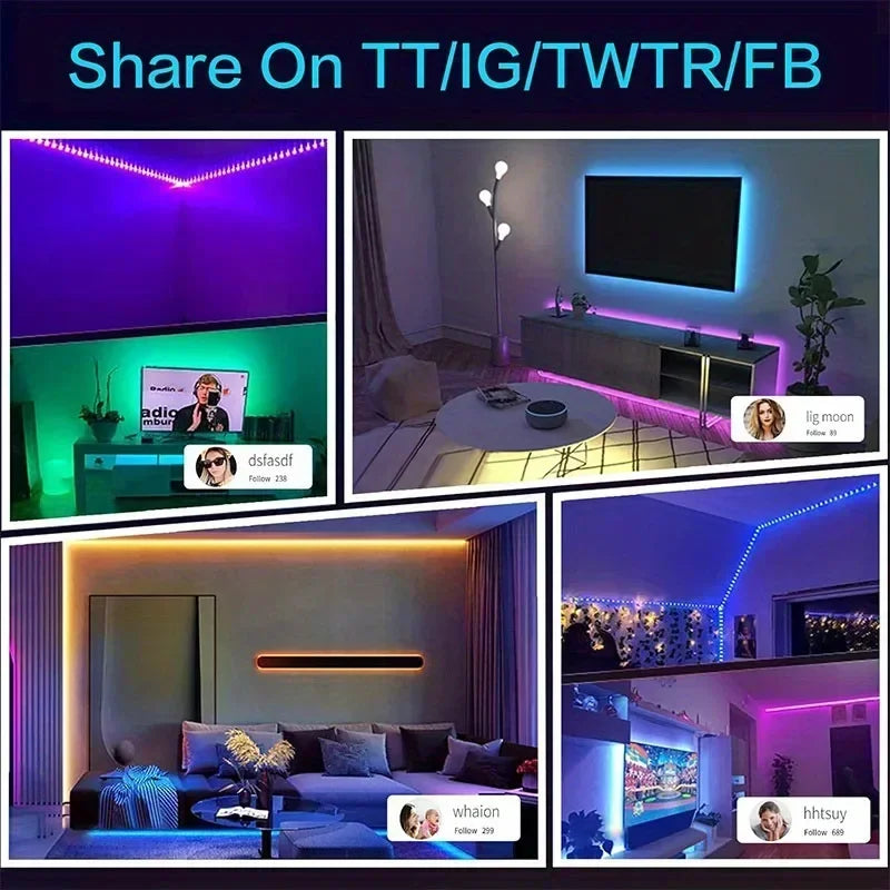 Rgb flexible led strip lights in purple green blue and orange with usb neon rope and rope lights remote for ambient decor