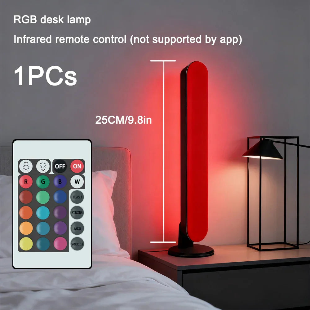 Red rgb usbled light desk lamp with sleek modern design and black base for backlight remote symphony strips music rhythm use
