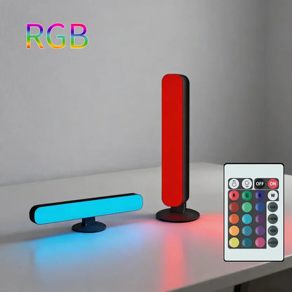 A sleek rgb usbled light bar with a black frame color changing strips music rhythm and backlight remote symphony features