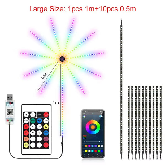 Rgbic firework strip lights with colorful led usb 5v changing and bluetooth app control for customizable lighting effects