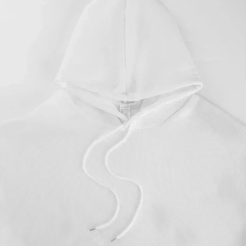 White rihanna rap rated loose hoodie men with hard album print, soft fabric, long sleeves, and matching drawstrings