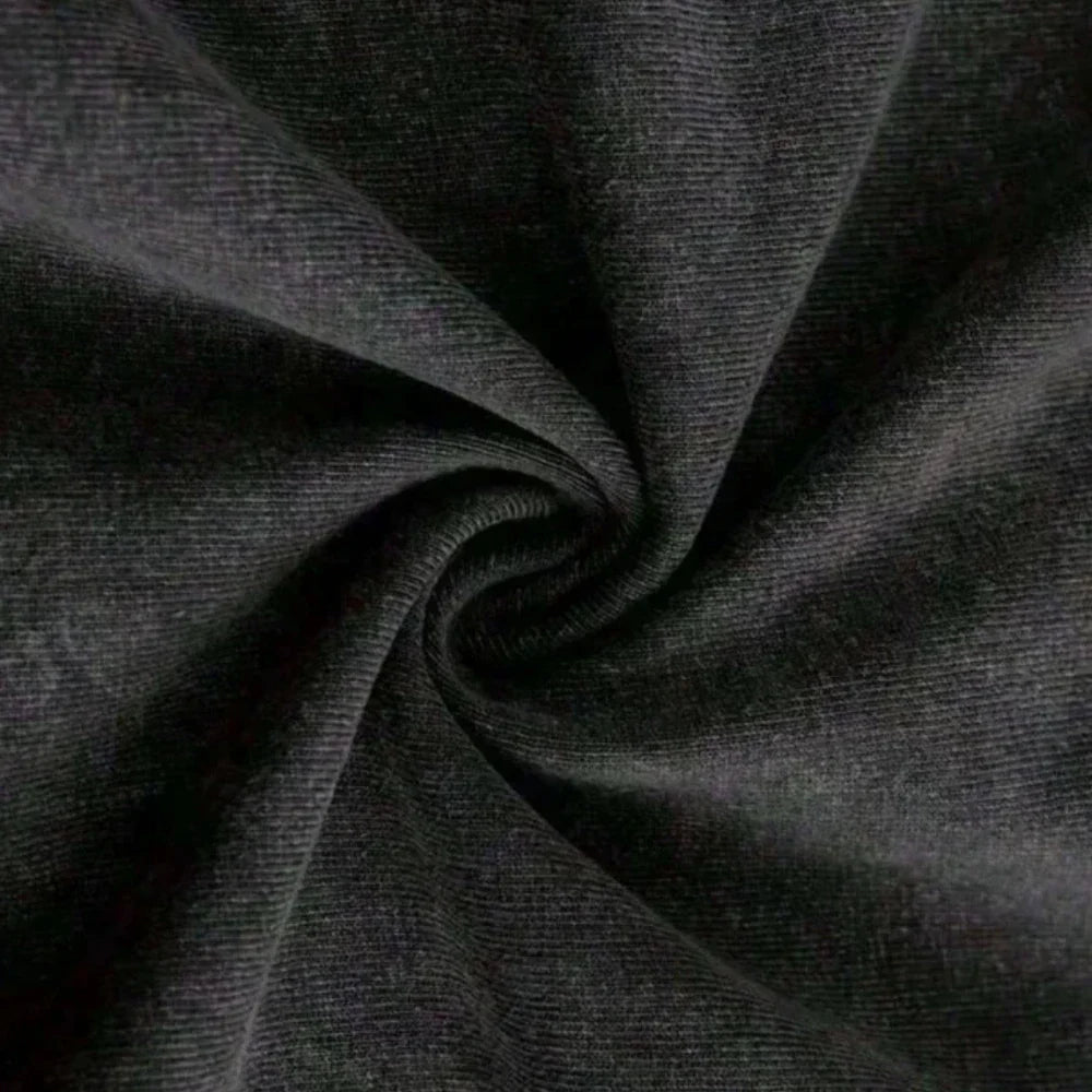 Dark gray textured fabric with subtle woven pattern on rock band hip-hop music short sleeve fashion summer loose t-shirt