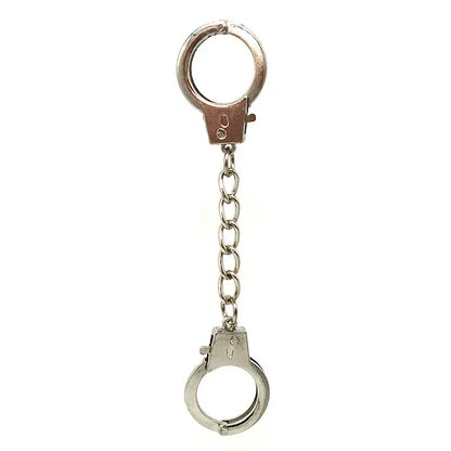Silver metal keychain shaped like chain silver handcuffs for rock hiphop punk wallet belt jewelry accessories