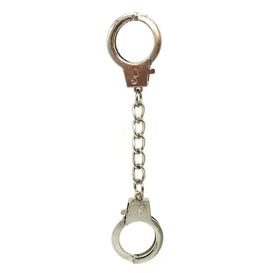 Silver metal keychain shaped like chain silver handcuffs for rock hiphop punk wallet belt jewelry accessories