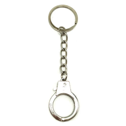 Silver metal keychain shaped like chain silver handcuffs for rock hiphop punk wallet belt and jewelry accessories