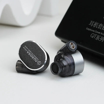 Black and silver roseselsa aurora ultra dual-driver hybrid in-ear earphones with matte finish and type c dac cable