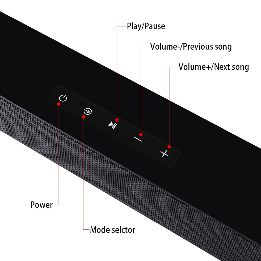 Black Rsionch speaker wireless soundbar with textured grille and minimalist controls for theater tv speakers smartphone usb input
