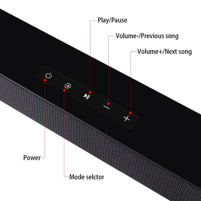 Black Rsionch speaker wireless soundbar with textured grille and minimalist controls for theater tv speakers smartphone usb input