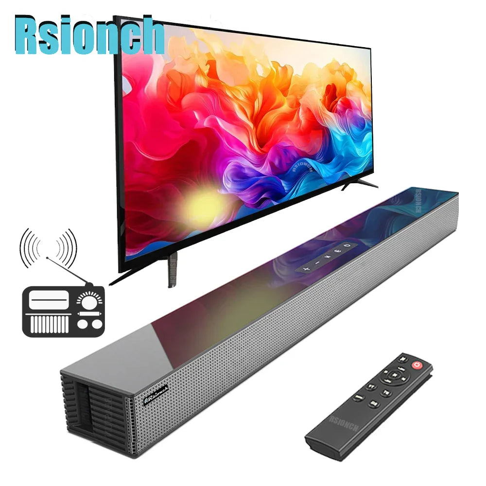 Silver rsionch theater tv speakers with sleek perforated design speaker wireless soundbar and smartphone usb input
