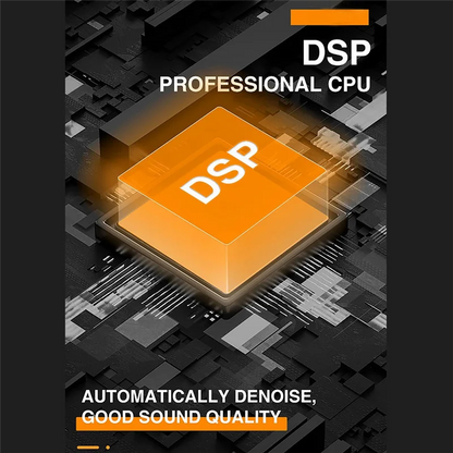 Orange dsp professional cpu chip on dark circuit board for broadcast sound card recording desktop singing wireless lossless transmission