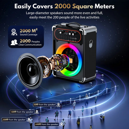 Black and silver s68 kara portable bluetooth karaoke machine with colorful led ring for outdoor parties and events