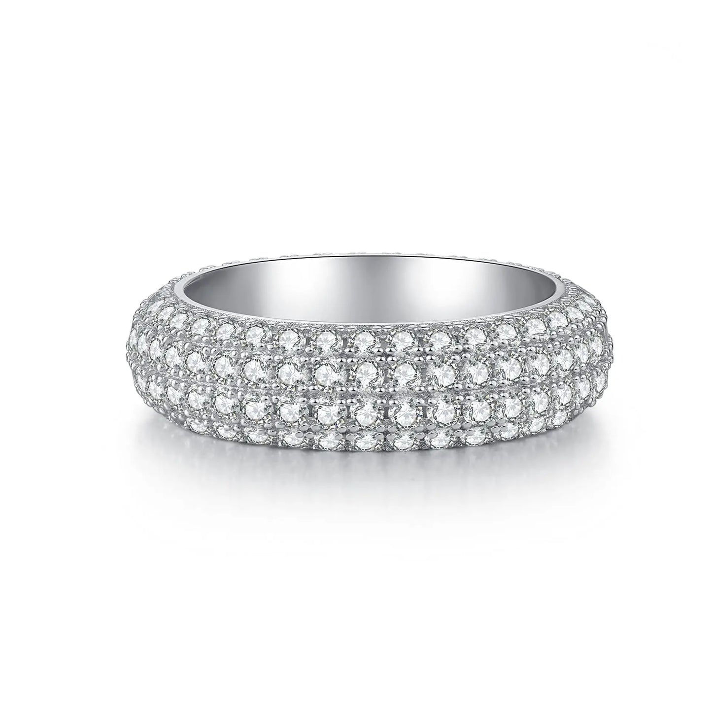 A sleek s925 sterling silver hip-hop full diamond ring unisex with dense pavé setting, luxury trend jewelry design