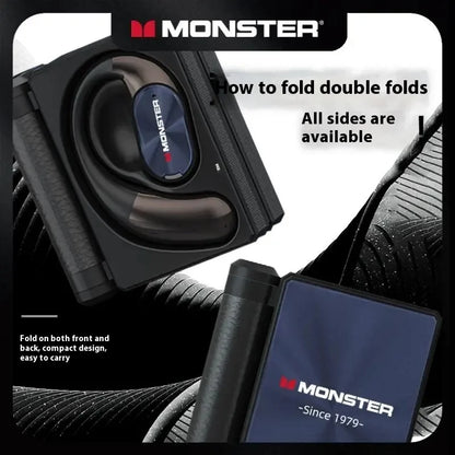 Black sales monster ac530 wireless earphones with dynamic driver foldable case and textured grip ideal as music earphones gift