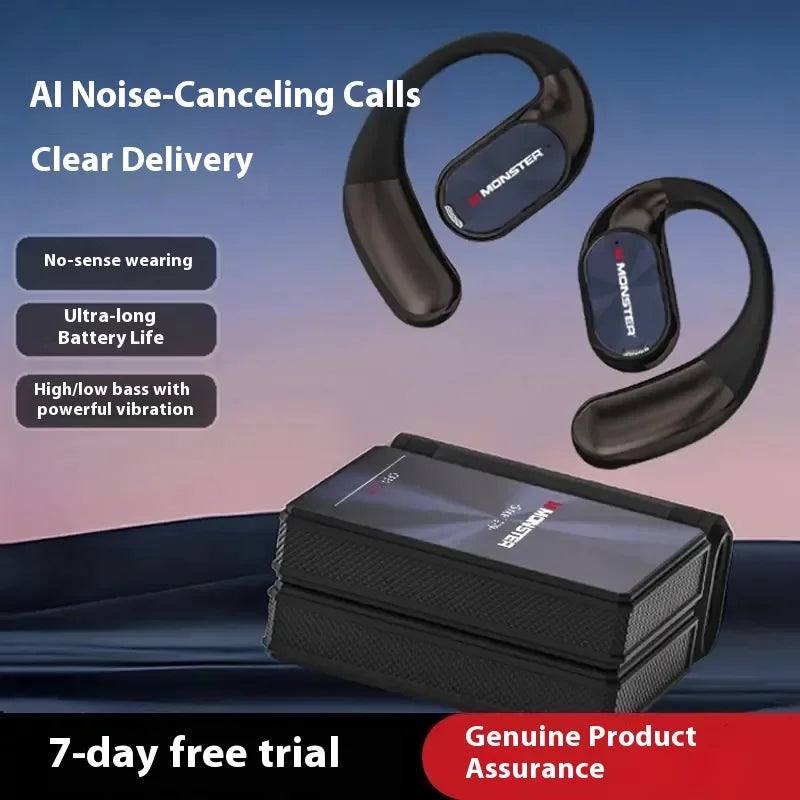 Black sales monster ac530 wireless music earphones gift with dynamic driver foldable design and matching charging case