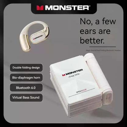 White monster magic sound sales monster ac530 dynamic driver foldable bluetooth music earphones gift with gold accents