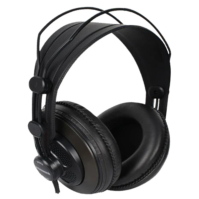 Black samson sr850 professional over-ear headphones with leather earcups self-adjusting headband and 10hz-30khz frequency response