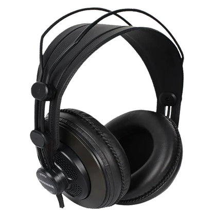 Black samson sr850 professional over-ear headphones with leather earcups self-adjusting headband and 10hz-30khz frequency response