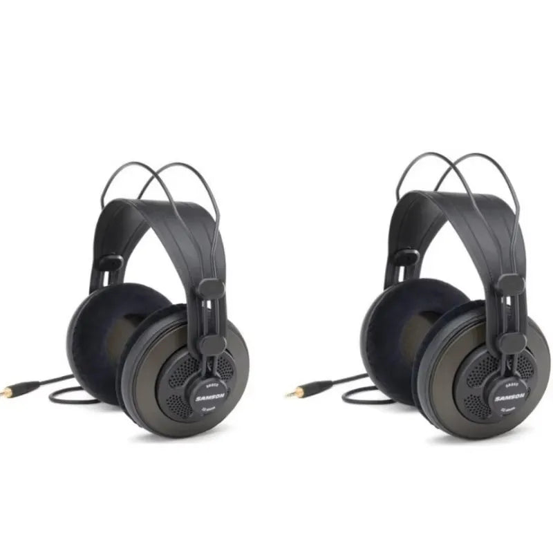 Black samson sr850 studio reference monitor headphone with padded headband and mesh grille earcups for recording monitoring music
