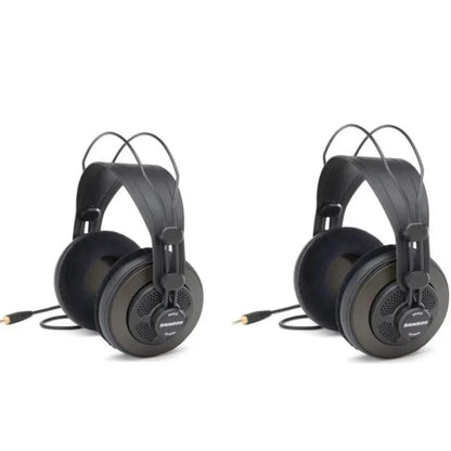 Black samson sr850 studio reference monitor headphone with padded headband and mesh grille earcups for recording monitoring music
