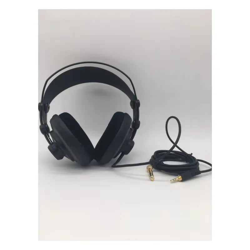 Black samson sr850 studio reference monitor headphone with padded earcups and coiled cable for recording monitoring music
