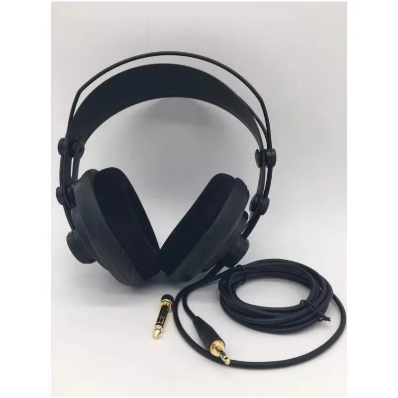 Black samson sr850 studio reference monitor headphone with padded earcups and coiled cable for recording monitoring music