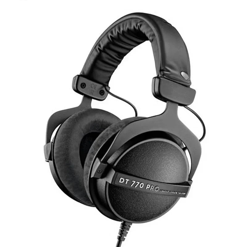 Black sanpusen dt770 pro studio monitor closed-back headphones with padded headband and matte metal frame for studio recording mixing
