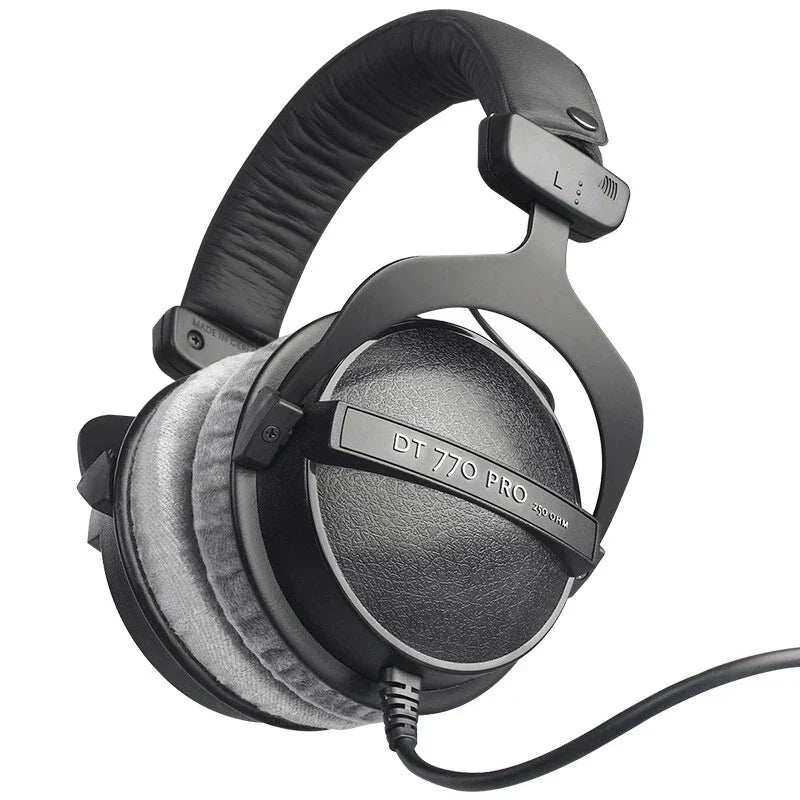 Black sanpusen dt770 pro studio monitor closed-back headphones with padded headband for studio recording mixing