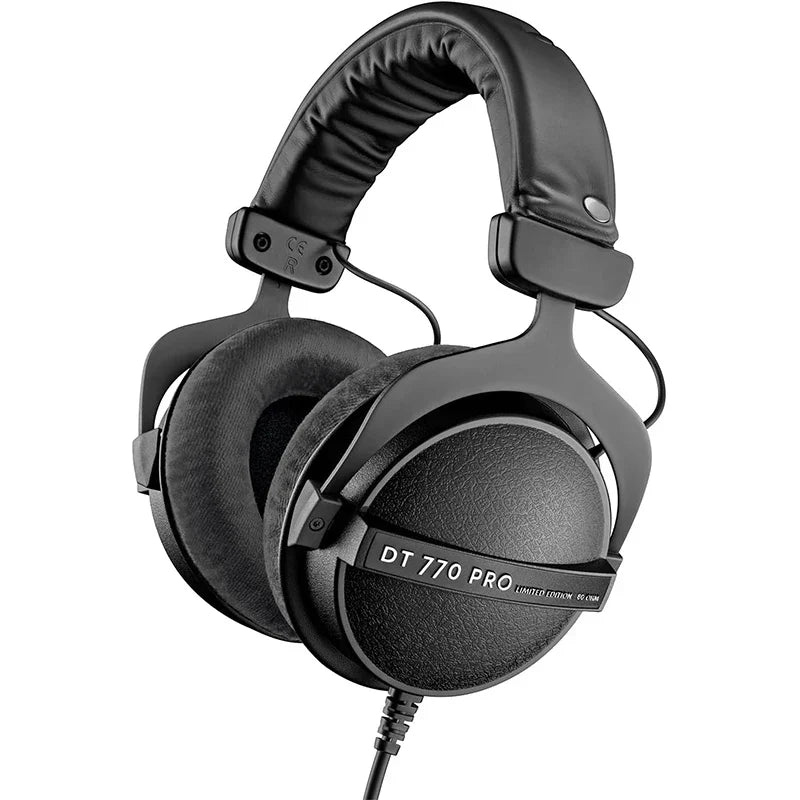 Black sanpusen dt770 pro studio monitor closed-back headphones with matte finish and padded headband for studio recording mixing