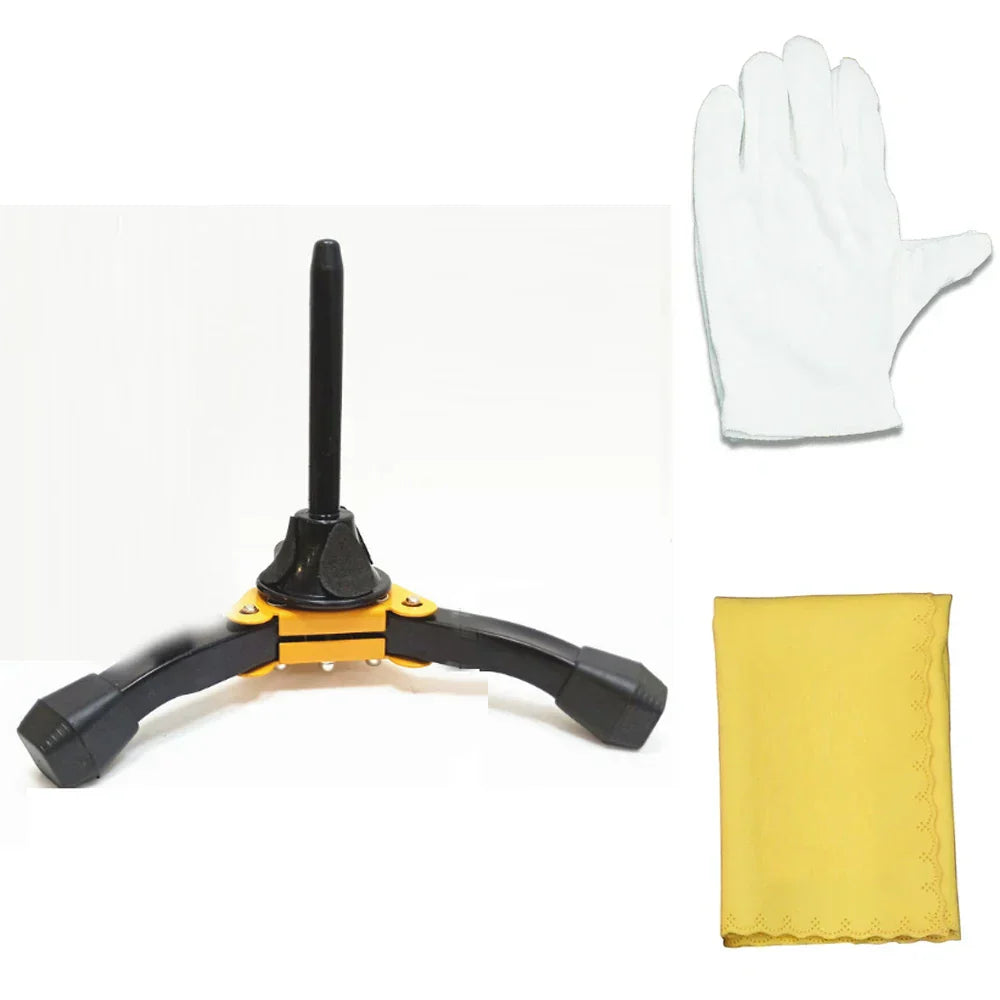 Black and yellow folding portable sax tripod stand made of durable material for trumpet flute stand and clarinet holder stand