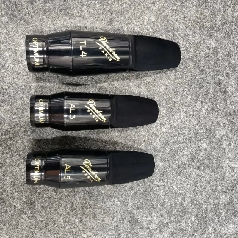 Three black daddario optimum saxophone heads with gold branding for alto saxophone classical and al5 alto saxophone use