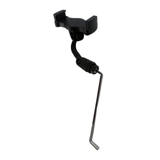Black plastic saxophone stand music clip holder portable with curved arm and l-shaped metal hook for alto saxophone