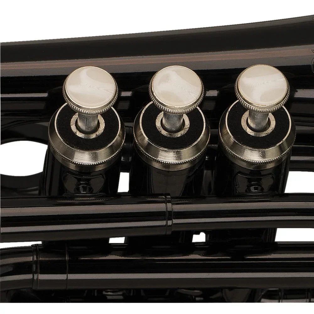 Black brass seasound mini pocket trumpet bb tone instrument trompette jypt406bk with three silver valve caps
