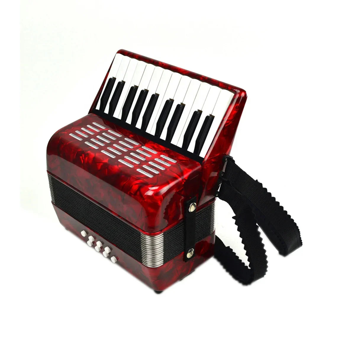 Seasound OEM 22-key wood student piano keyboard jp2208 red translucent plastic bass accordion chromatic with black keys and silver accents