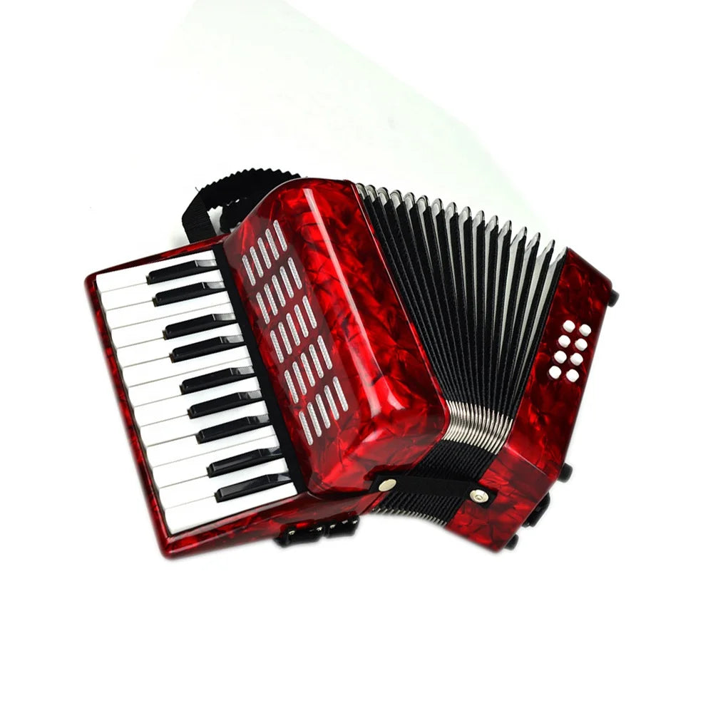 Vibrant red marbled seasound oem 22-key wood student piano keyboard bass accordion chromatic with black keys glossy finish