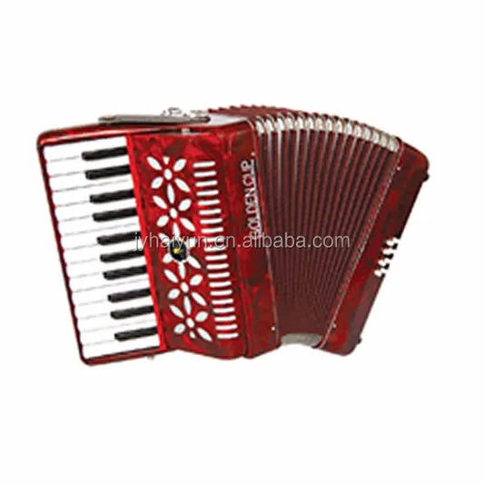 Red seasound oem chromatic piano keyboard accordion with 25 keys black and white keys and floral cutouts