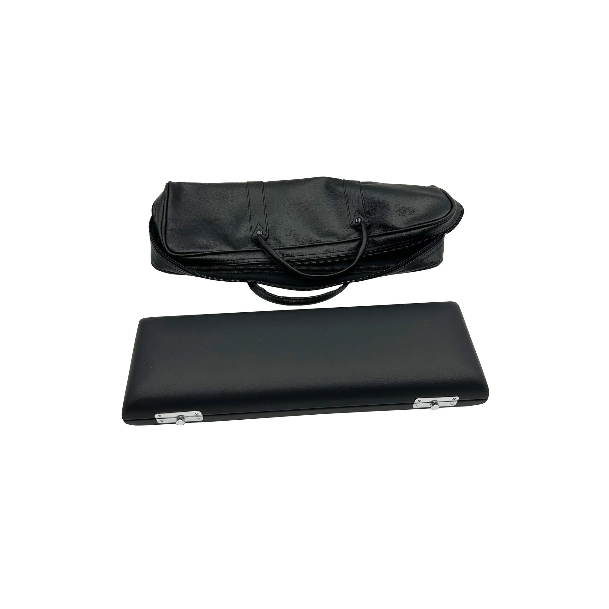Black leather case jyfl201u with silver latches and matching strap for seasound oem high quality wood wind instrument