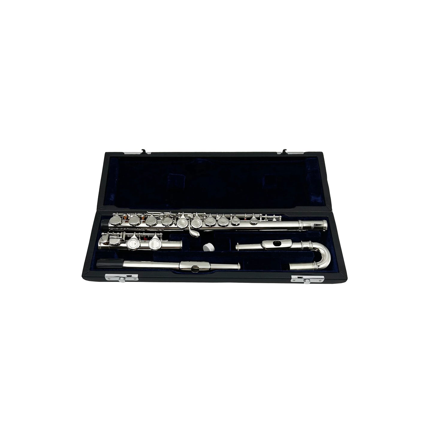 Silver flute with polished keys in sleek seasound oem high quality leather case jyfl201u wood wind instrument