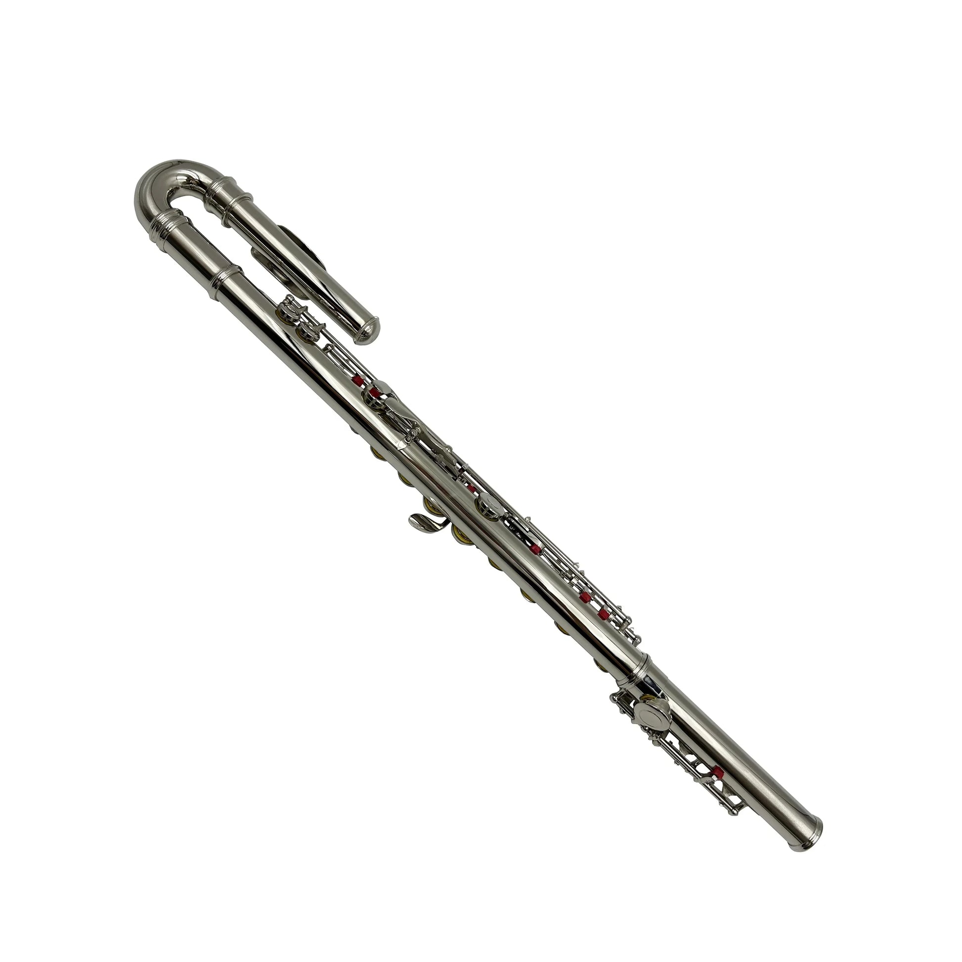 Shiny silver flute with polished metal body and intricate keys with seasound oem high quality leather case jyfl201u