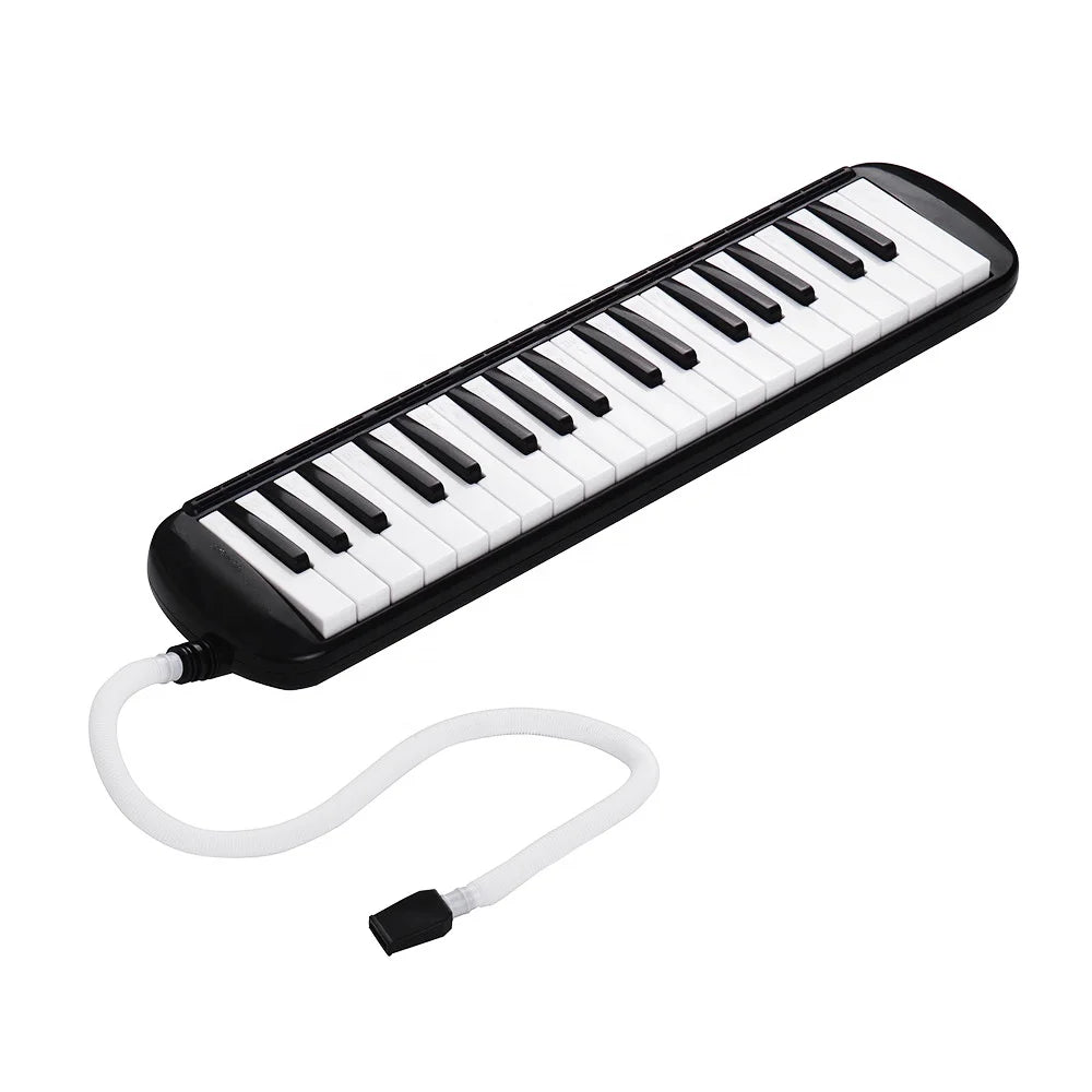 Seasound oem mini piano mouth organ 37-key black and white melodica with flexible plastic mouthpiece and coil tube