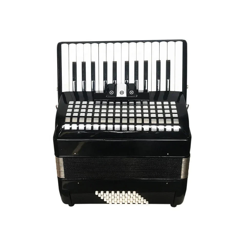 Seasound oem professional black celluloid piano keyboard accordion with 26 keys 48 bass and silver bellows accents