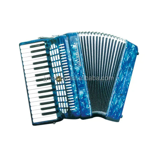 Seasound oem professional 32-key blue celluloid and wood piano keyboard chromatic acordeon instrument with black and white keys