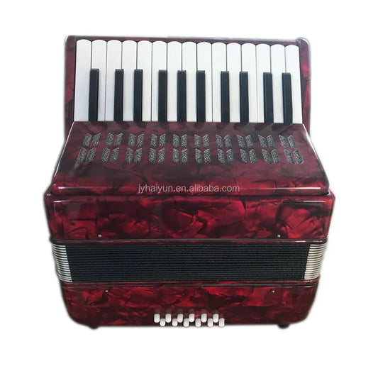 Seasound oem professional chromatic accordion instrument jp2512 with 25 keys red wood and celluloid piano keyboard