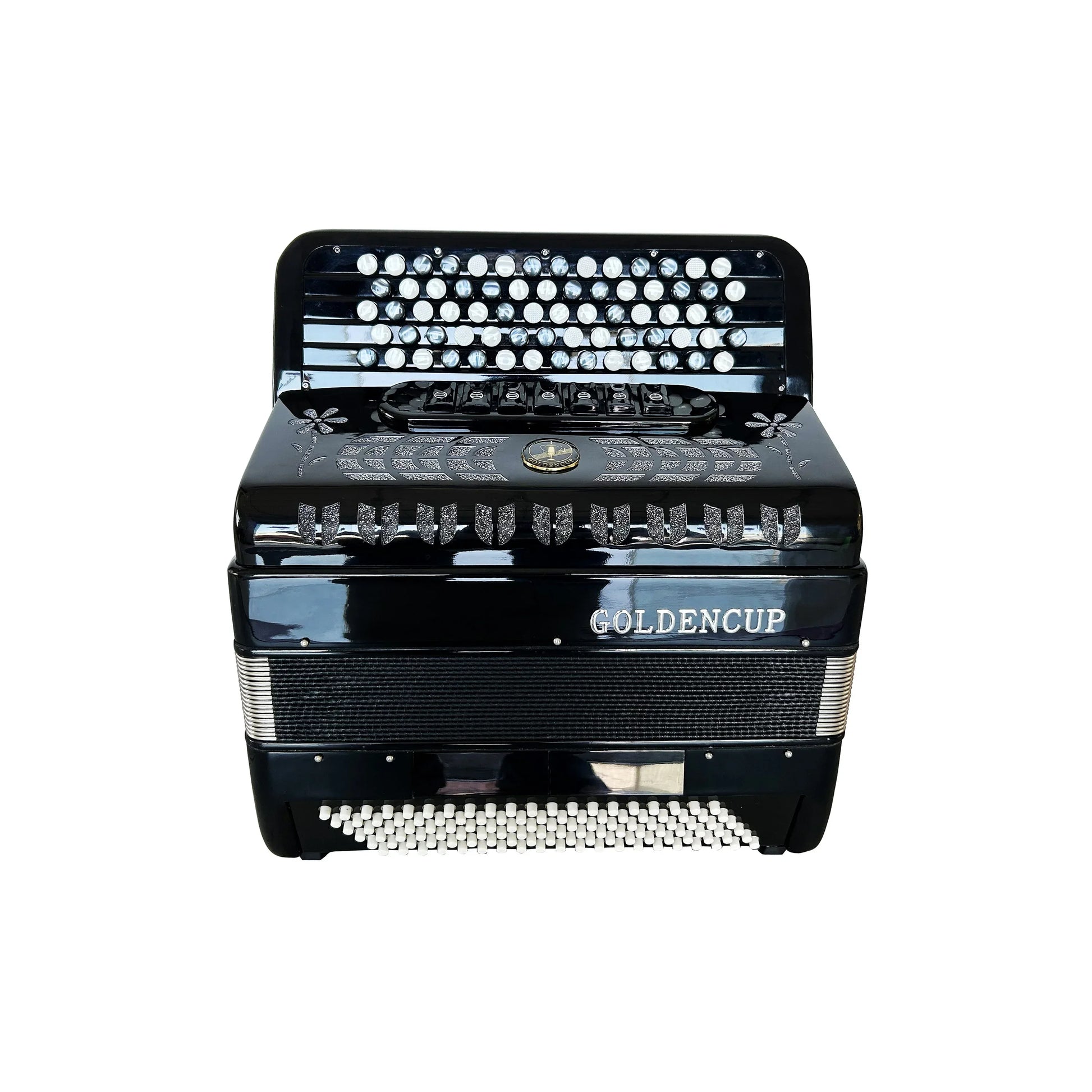 Seasound oem professional diatonic accordion jb5120 black golden cup with glossy finish and silver accents
