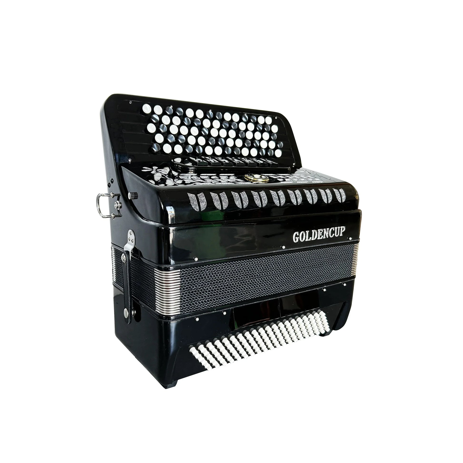 Black golden cup seasound oem professional diatonic accordion instrument acordeon jb5120 with silver keys and perforated panels