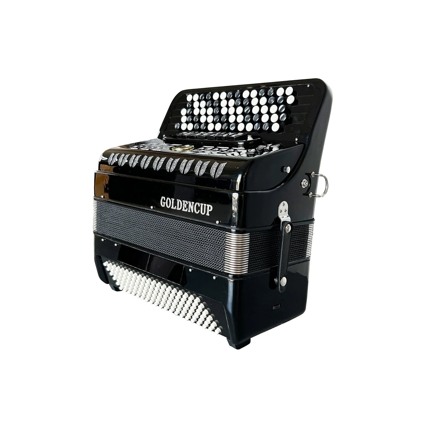 Black seasound oem professional diatonic accordion jb5120 with 70 buttons silver accents and white keys celluloid finish