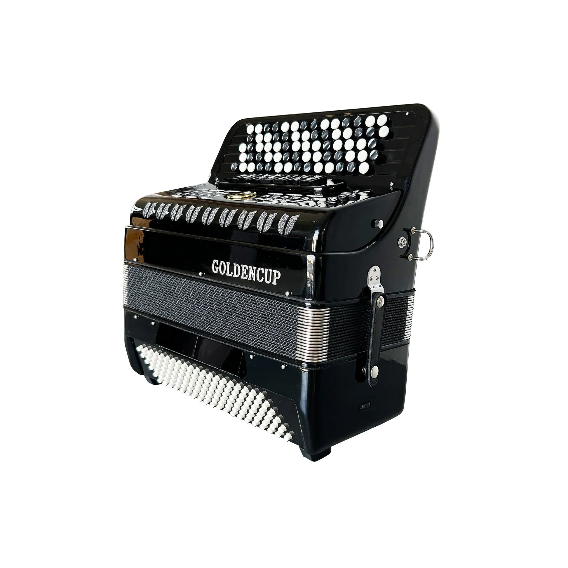 Black seasound oem professional diatonic accordion jb5120 with 70 buttons silver accents and white keys celluloid finish